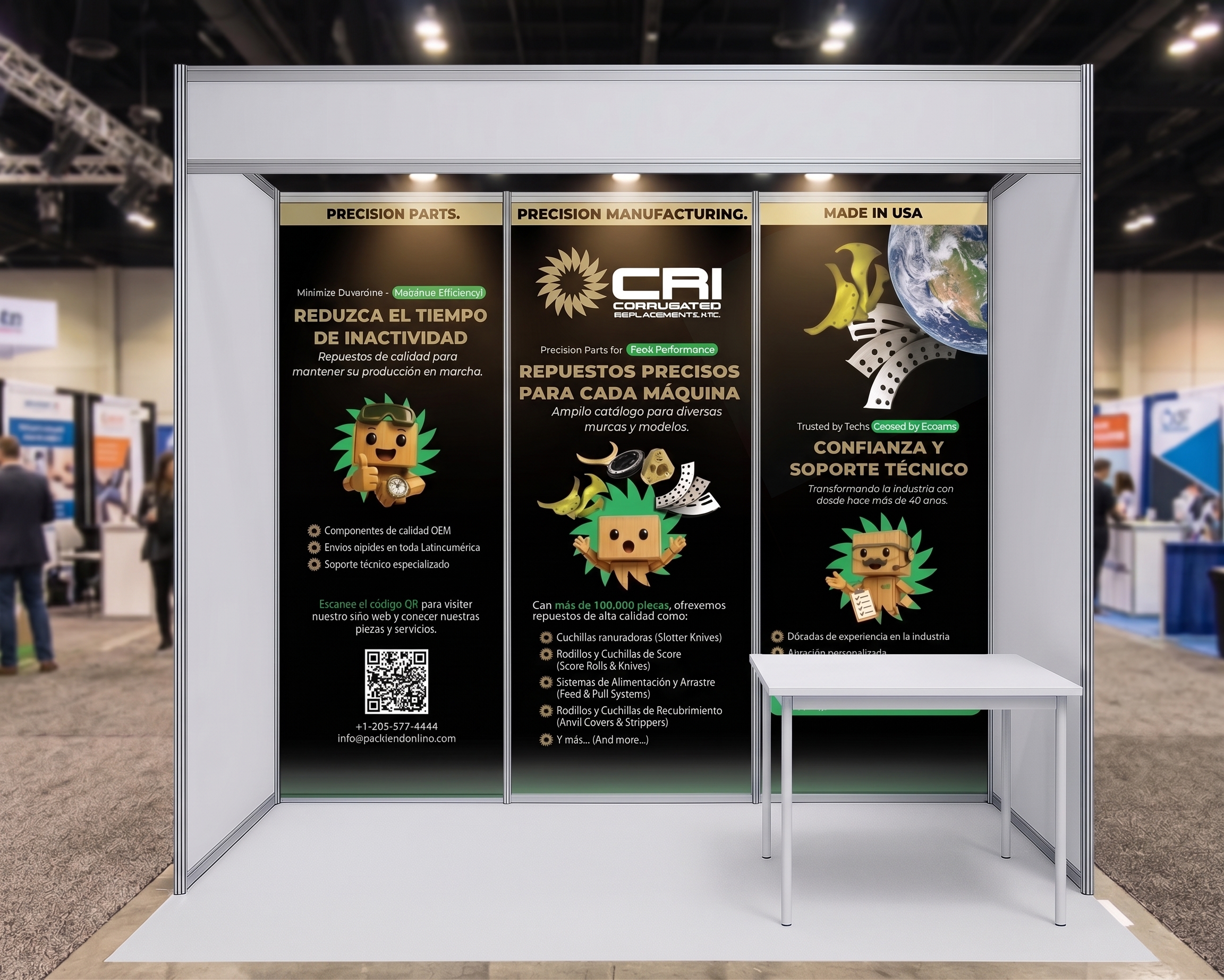 Corrugated Replacements Inc. trade show booth and marketing materials